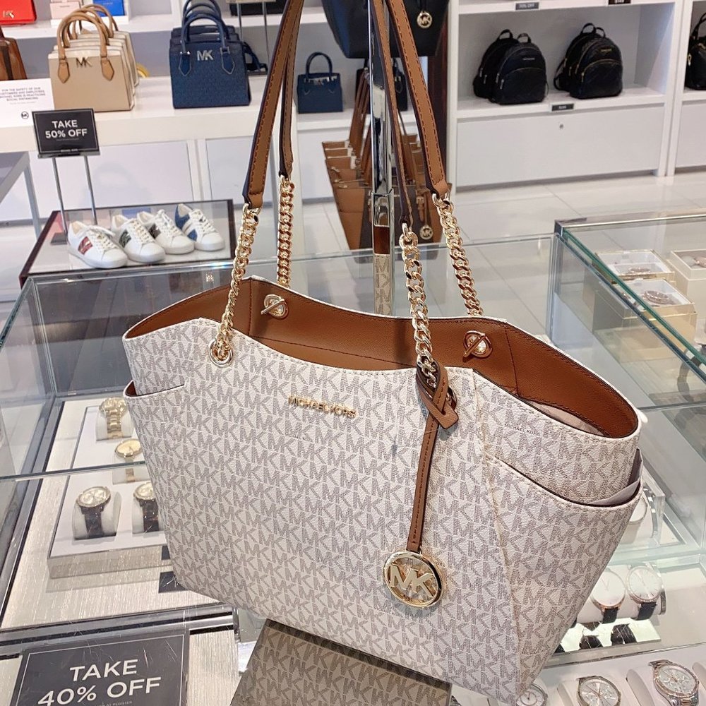 MK LG JST CHAIN TOTE VANILLASIGNATURE - Picture 1 of 4